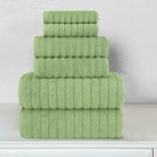 6-Piece Turkish Cotton Corduroy Towel Set, 2 Washcloths, 2 Hand Towels and 2 Bath Towels