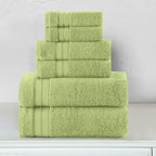 6-Piece Turkish Cotton Three Line Popcorn Towel Set, 2 Washcloths, 2 Hand Towels and 2 Bath Towels