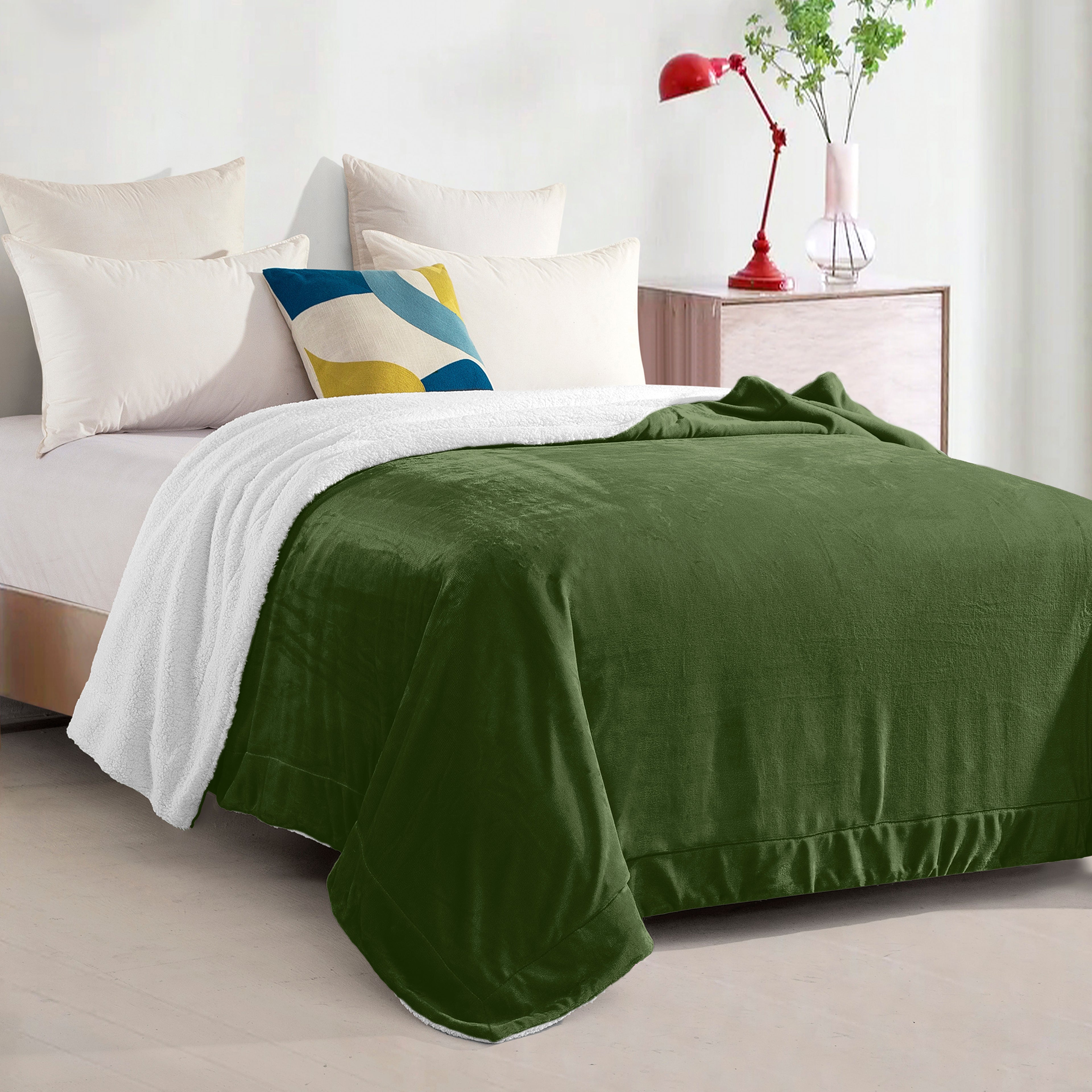 Reversible Sherpa Throw Blanket - Sherpa Back Throw Blanket