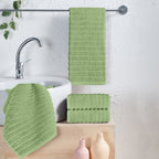 4-Pack Premium Turkish Cotton Corduroy Stripe Hand Towel Set, 16 x 28 inch