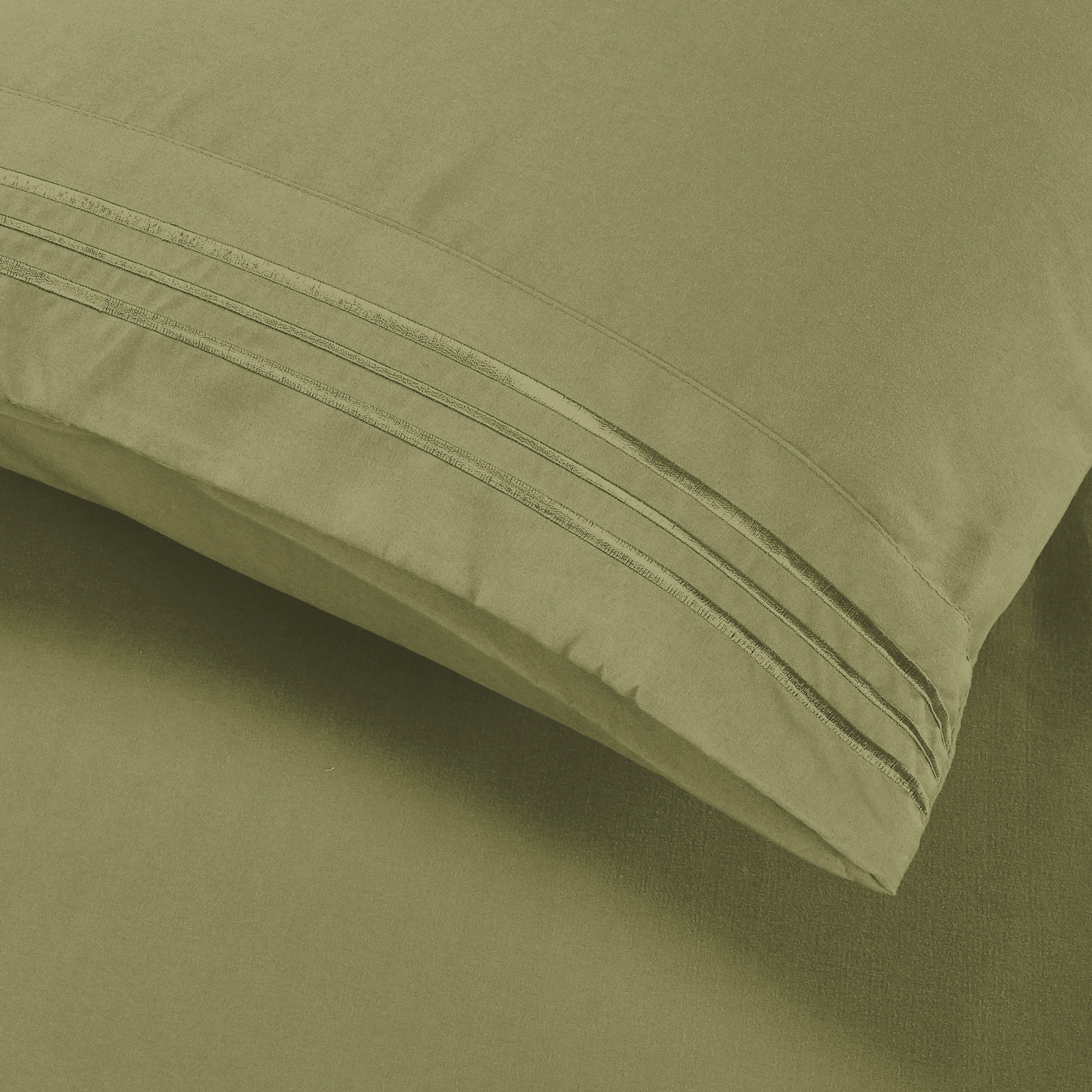 Essential 4-Piece 3-Line Embroidery Sheet Set, Soft as a Hotel Premium Quality,  Moody Shades