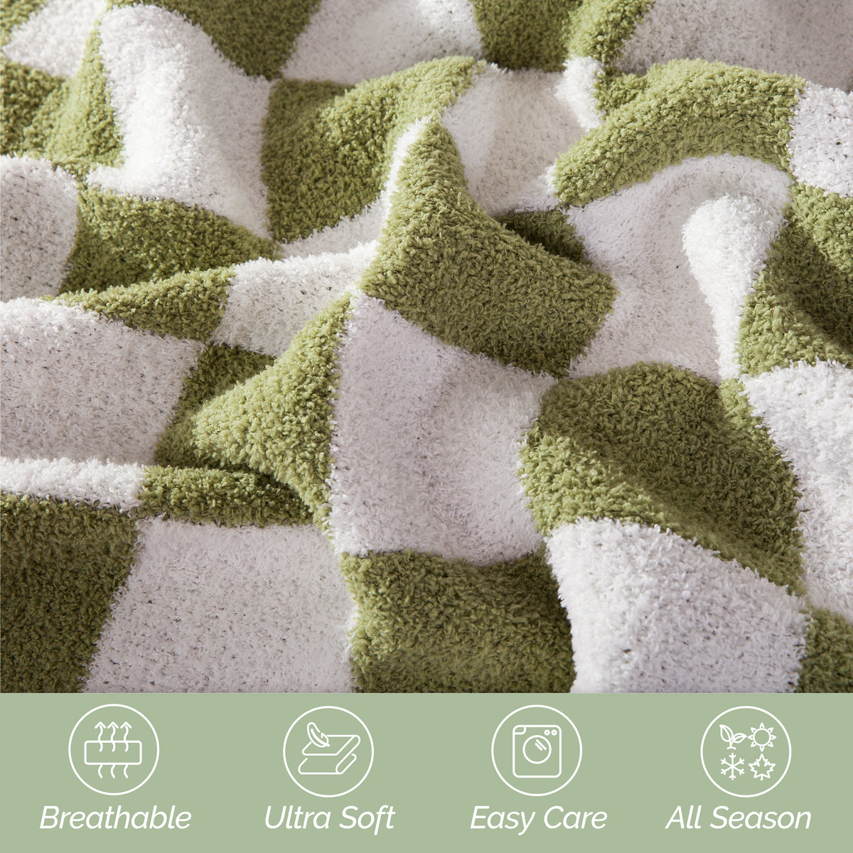 50" x 70"  Ultra Soft Checkered Knitted Throw Blanket
