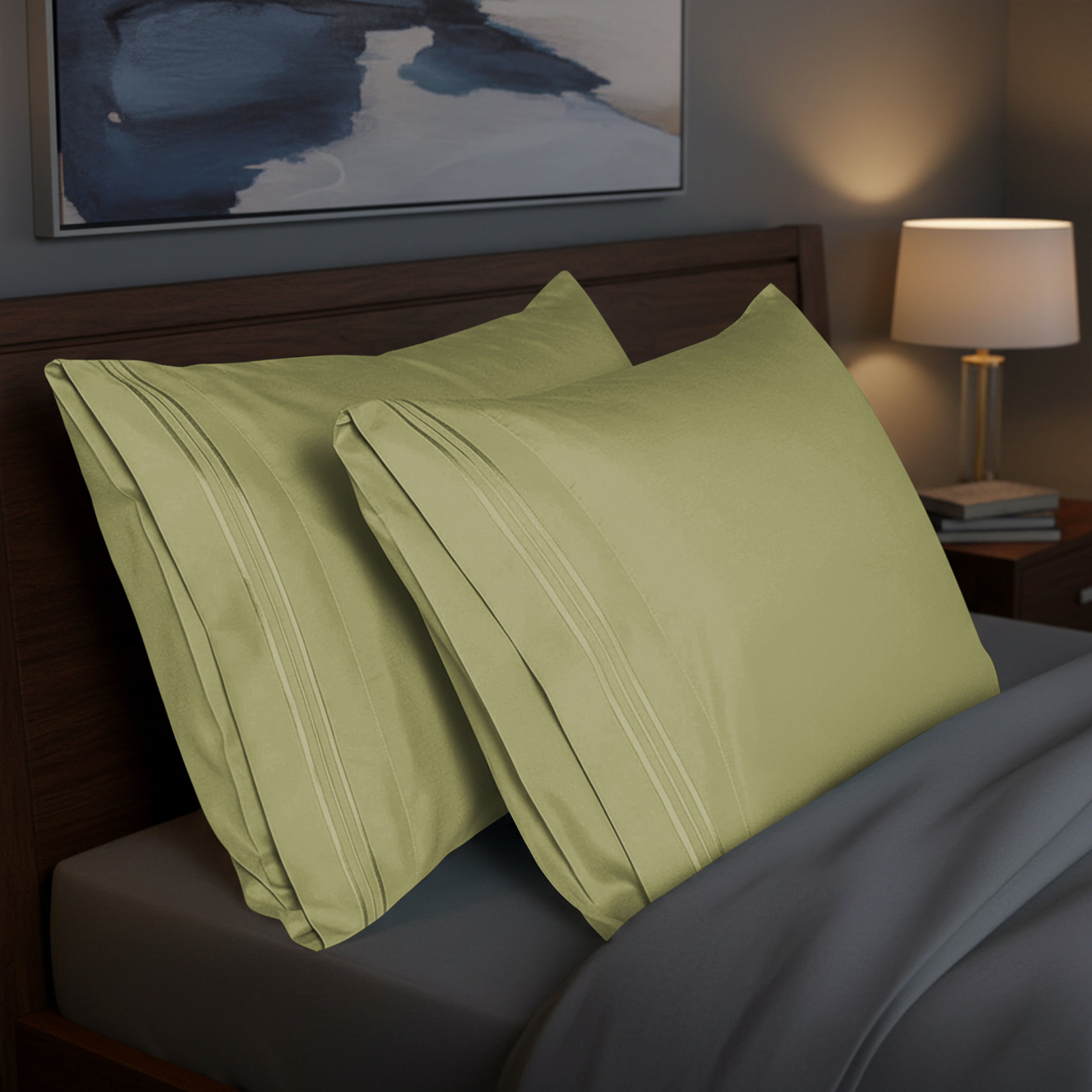 Set of 2 Pillowcases- 3 Line Embroidery