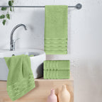4-Pack Turkish Cotton 4 Lines Stripe Hand Towel Set, 16 x 28 inch