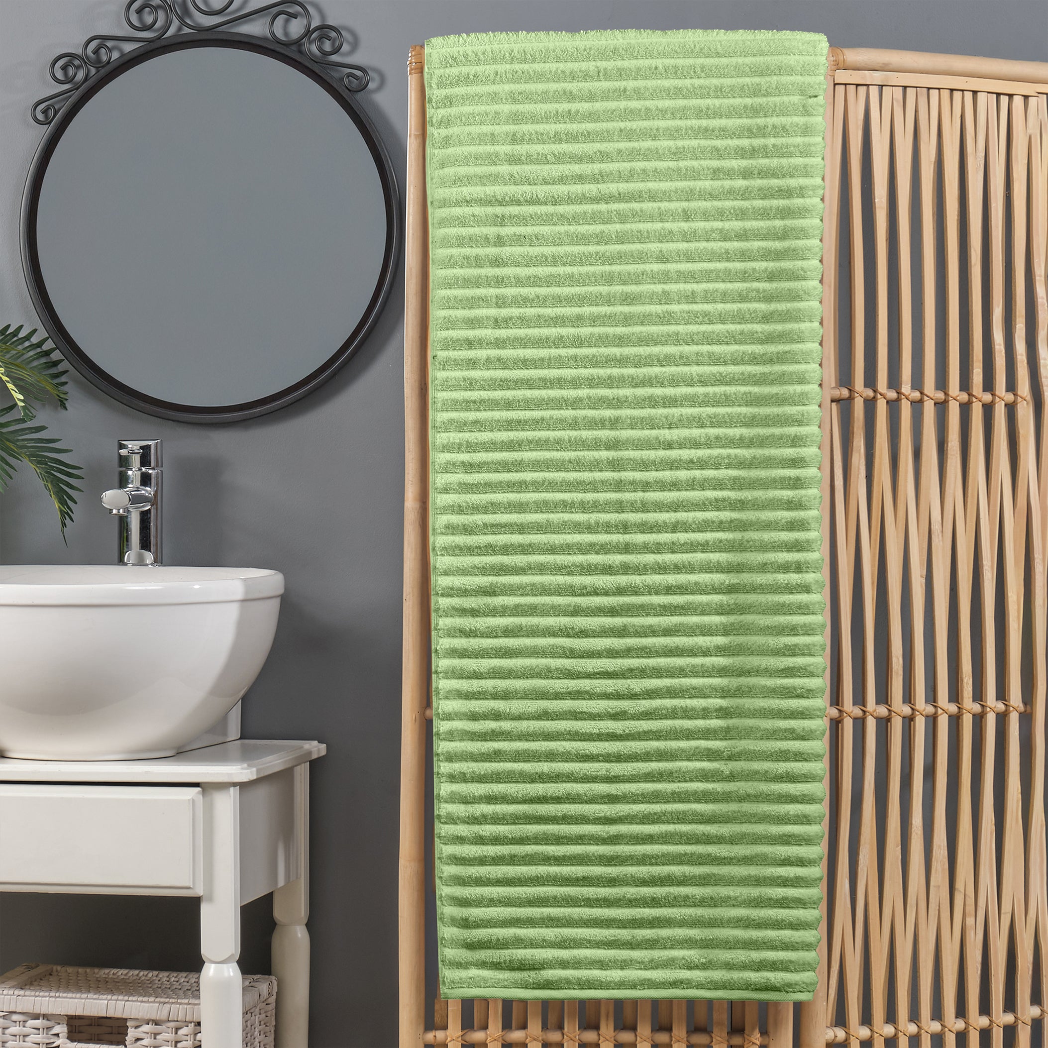 1-Piece Premium Turkish Cotton Corduroy Stripe Oversized Bath Sheet Towel 40 x 80 Inch