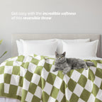 50" x 70"  Ultra Soft Checkered Knitted Throw Blanket