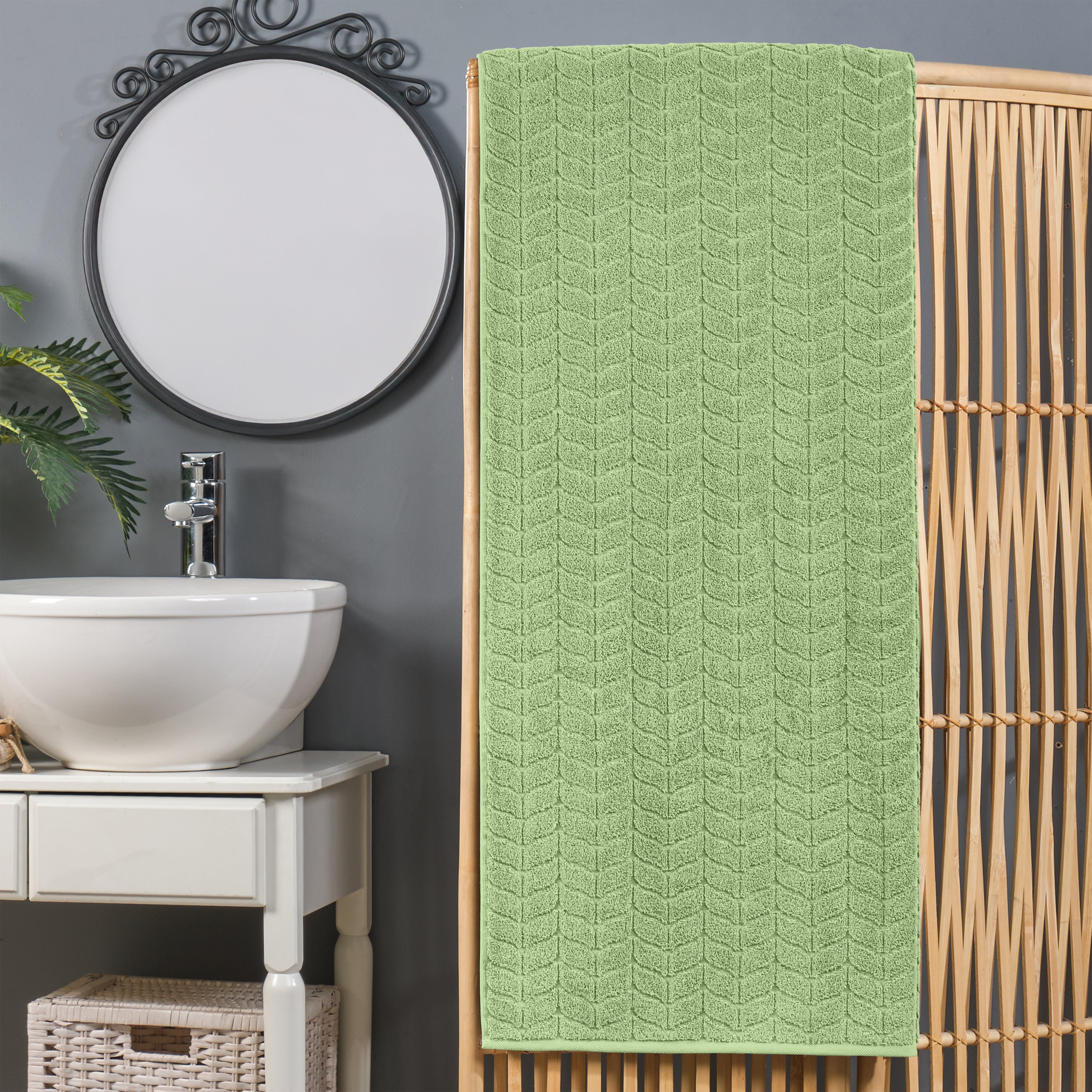 Elegant Comfort Premium Turkish Cotton Braided Oversized Bath Sheet Towel - Thumbnail 3