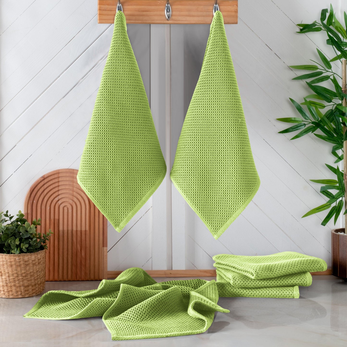 Elegant Comfort 6-Pack Turkish Cotton Waffle Wave Kitchen Towels