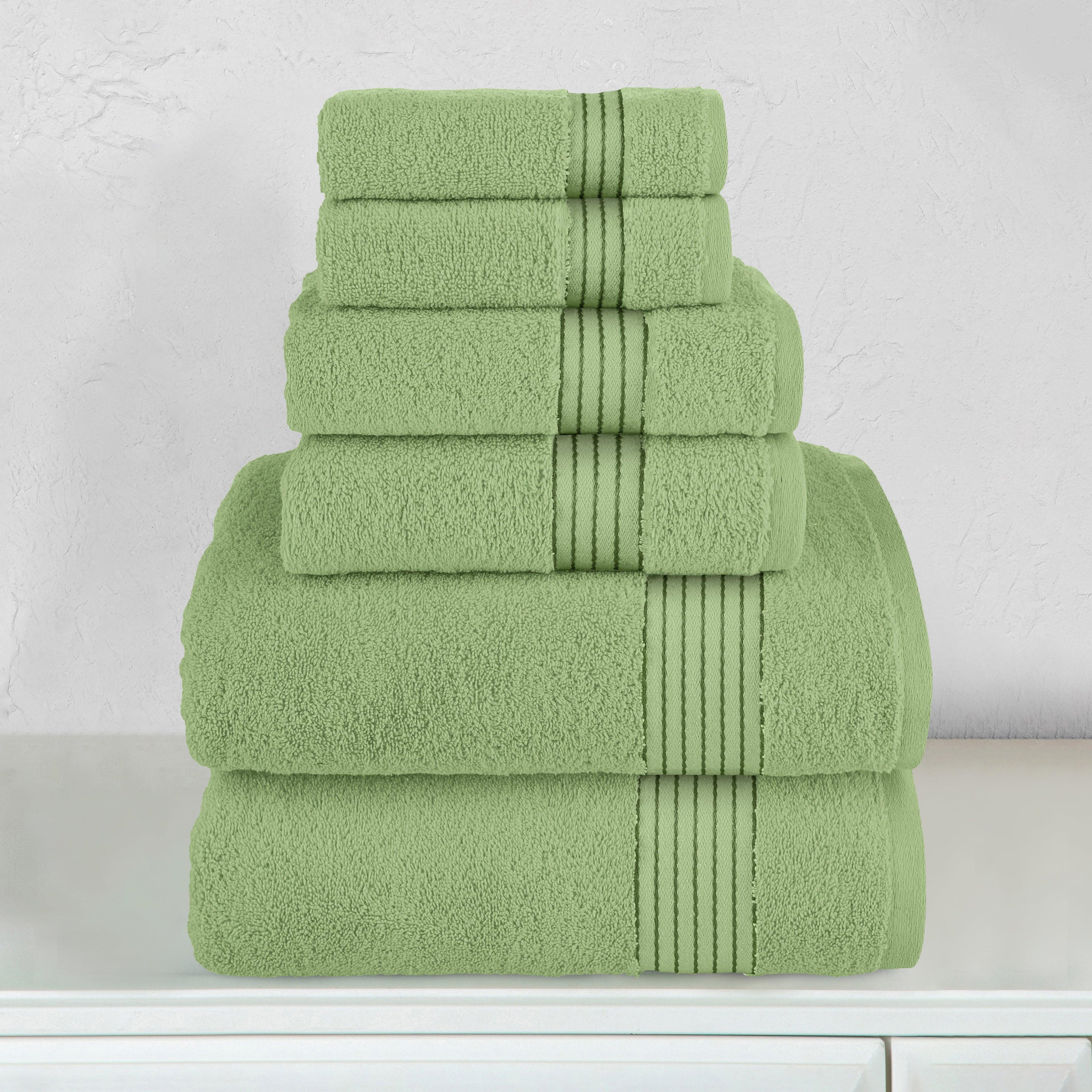 6-Piece Turkish Cotton Towel Set, 2 Washcloths, 2 Hand Towels and 2 Bath Towels