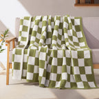 50" x 70"  Ultra Soft Checkered Knitted Throw Blanket