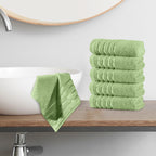 6-Pack Premium Turkish Cotton 4 Lines Stripe Washcloths Set, 13 x 13 inch