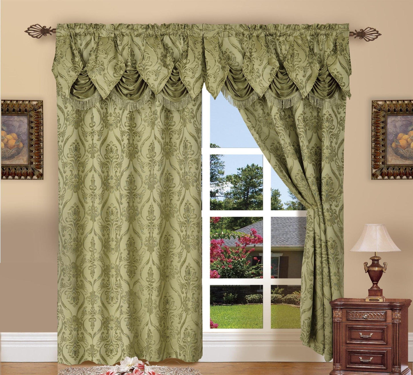 Elegant Comfort Set of 2 Penelope Jacquard Look Curtain Panels - 54" W x 84" L