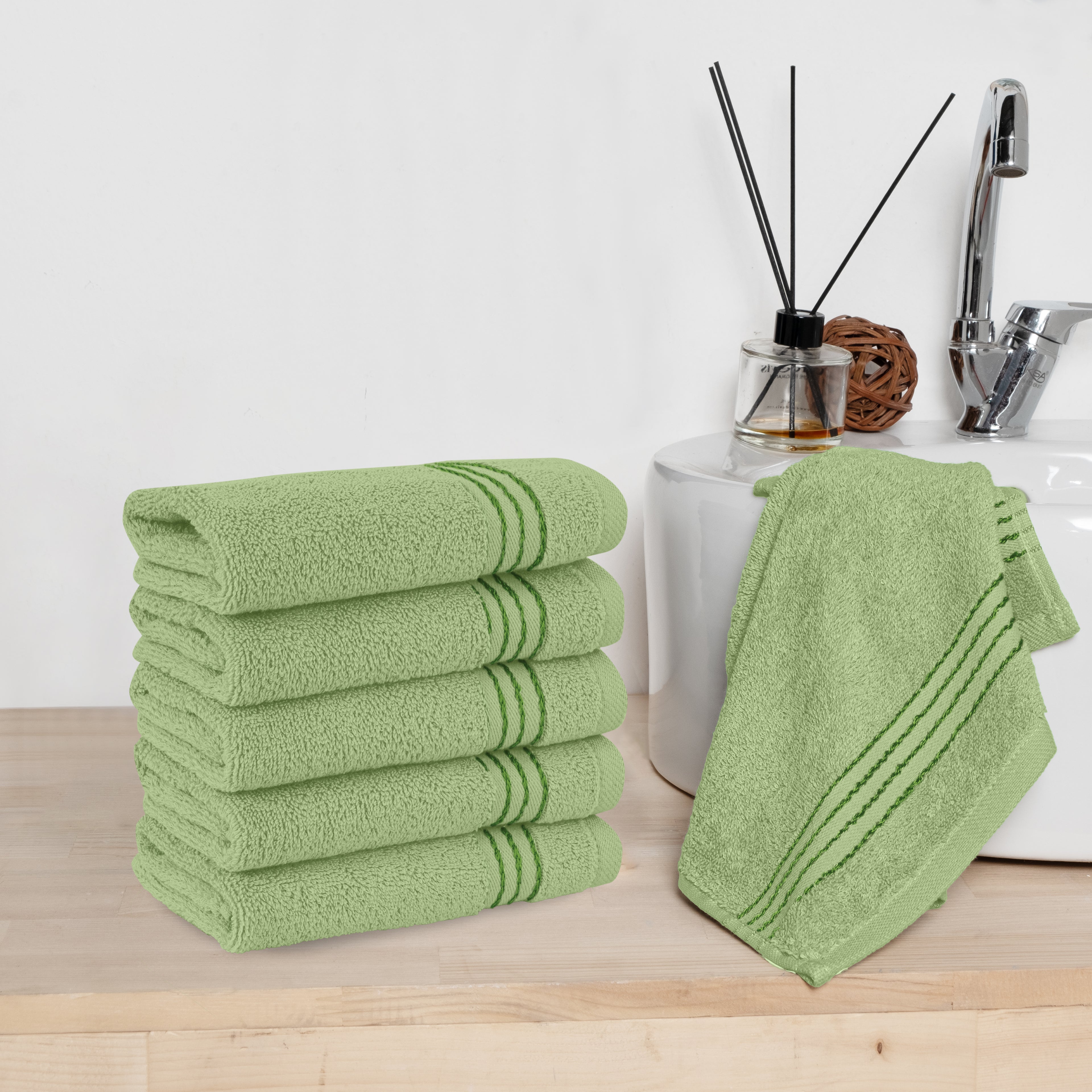 6-Pack Premium Turkish Cotton Washcloths Set, 13 x 13 inch