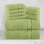 8-Piece Turkish Cotton Towel Set, 4 Washcloths, 2 Hand Towels and 2 Bath Towels