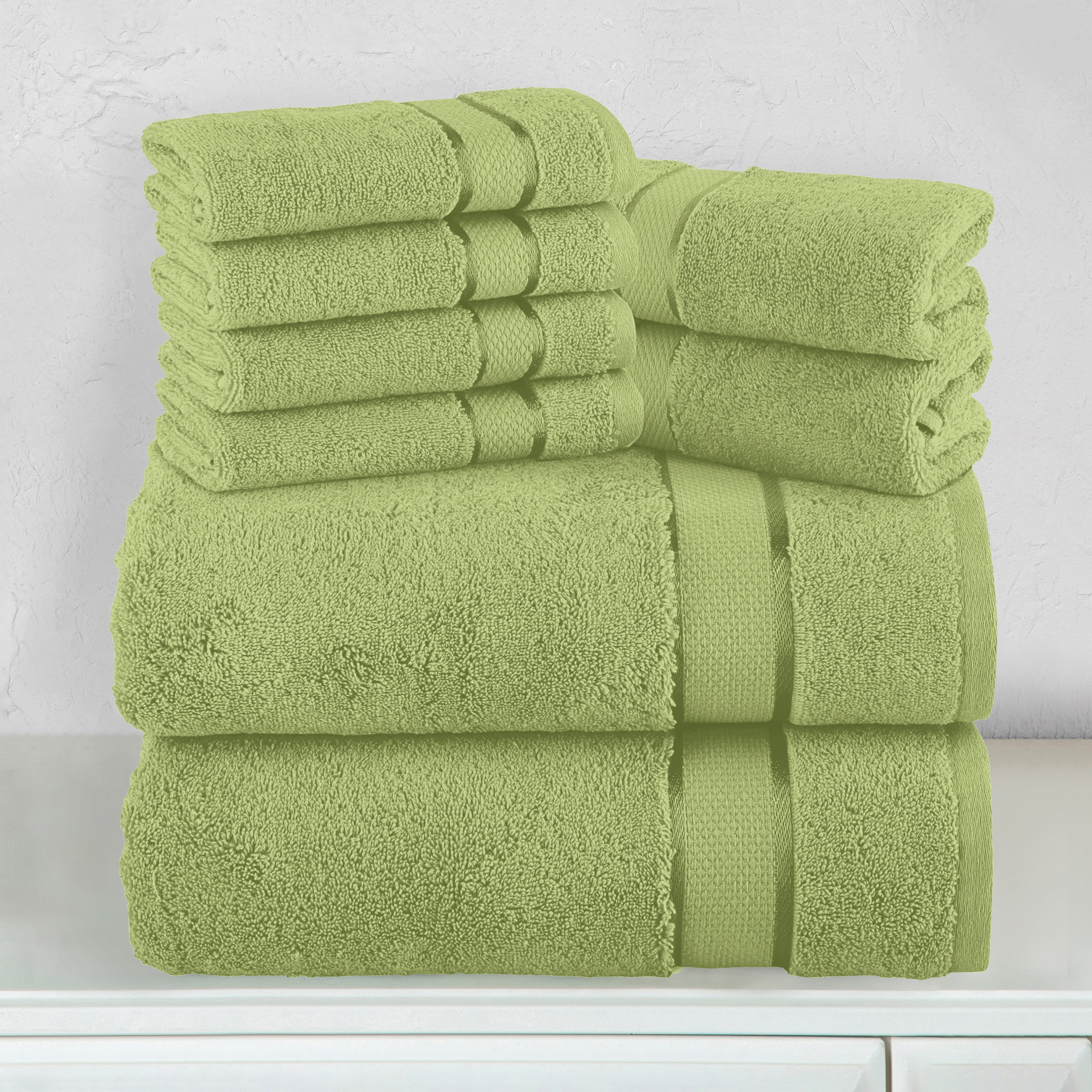 8-Piece Turkish Cotton Towel Set, 4 Washcloths, 2 Hand Towels and 2 Bath Towels