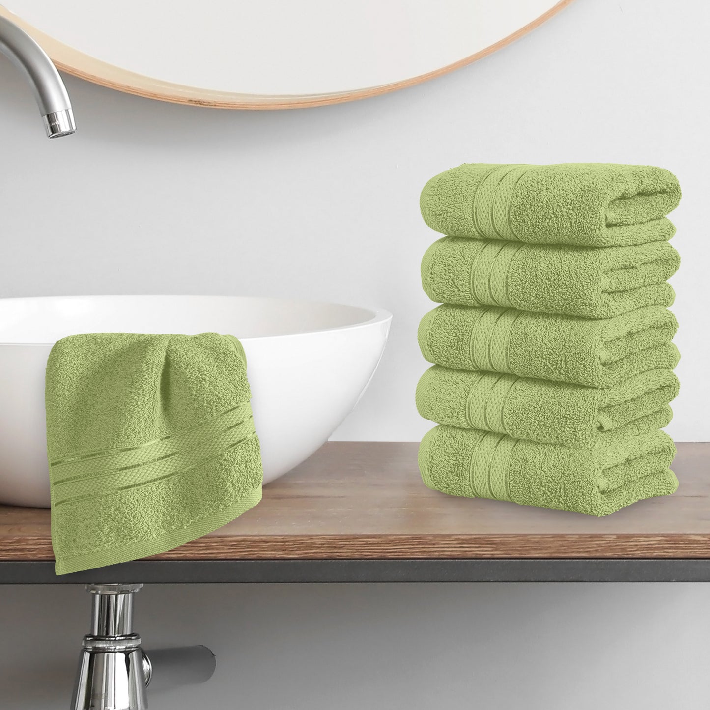 Elegant Comfort 6-Pack Premium Turkish Cotton Three Line Popcorn Washcloths Set, 13 x 13 inch