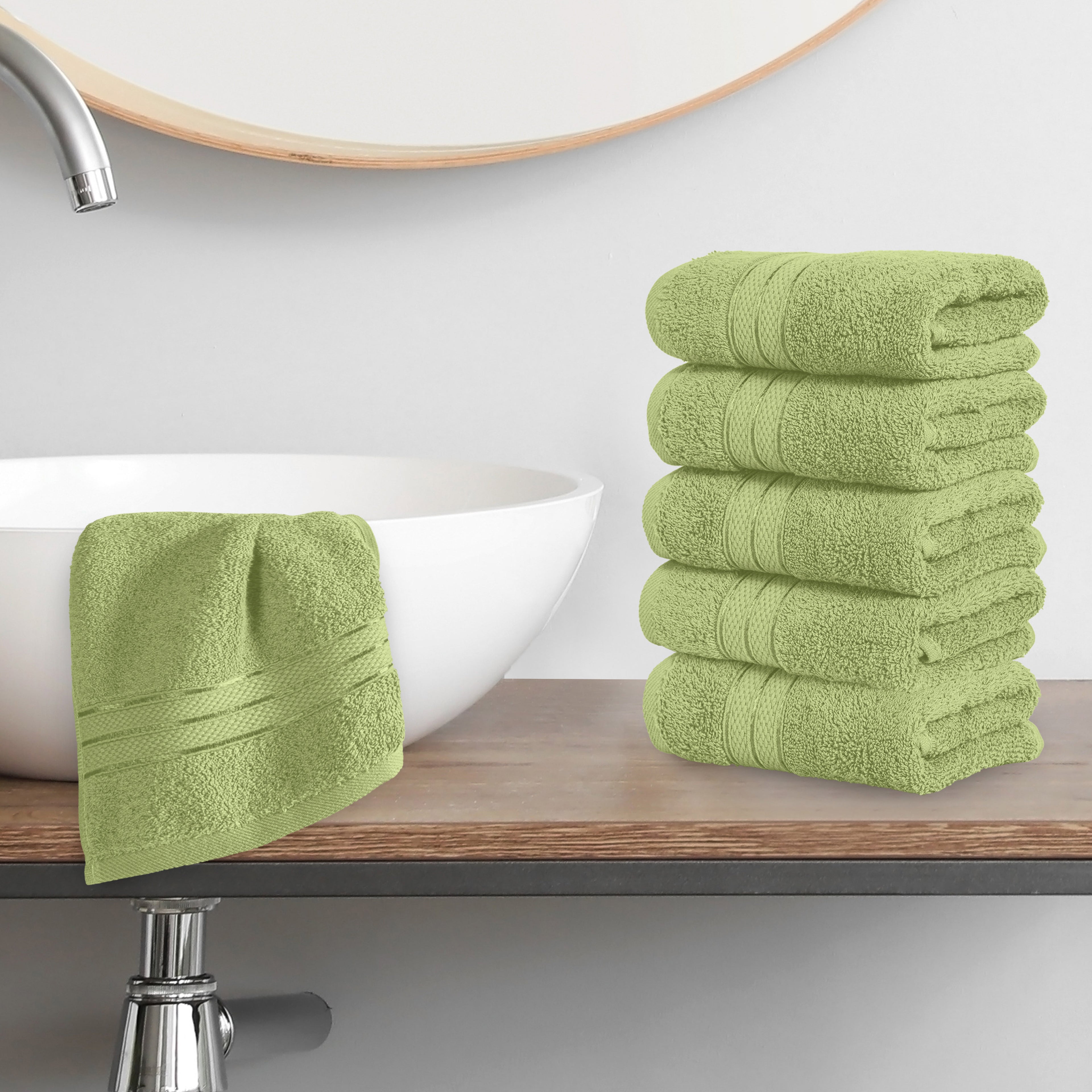 6-Pack Premium Turkish Cotton Three Line Popcorn Washcloths Set ( 13" x 13")