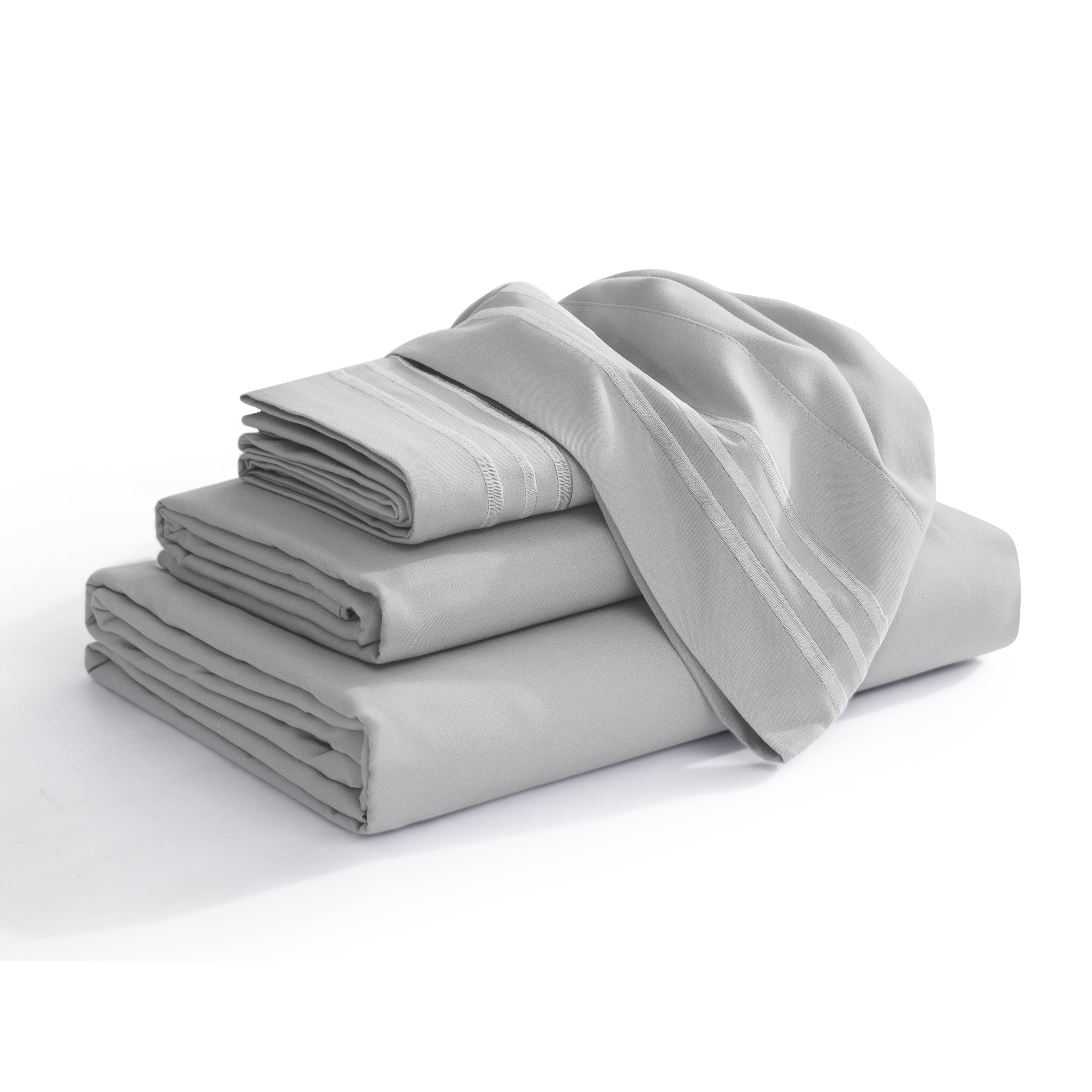 Extra deep 18-24 Inch Pocket 3 Line Embroidery, 4-Piece Sheet Set, Bright Shades