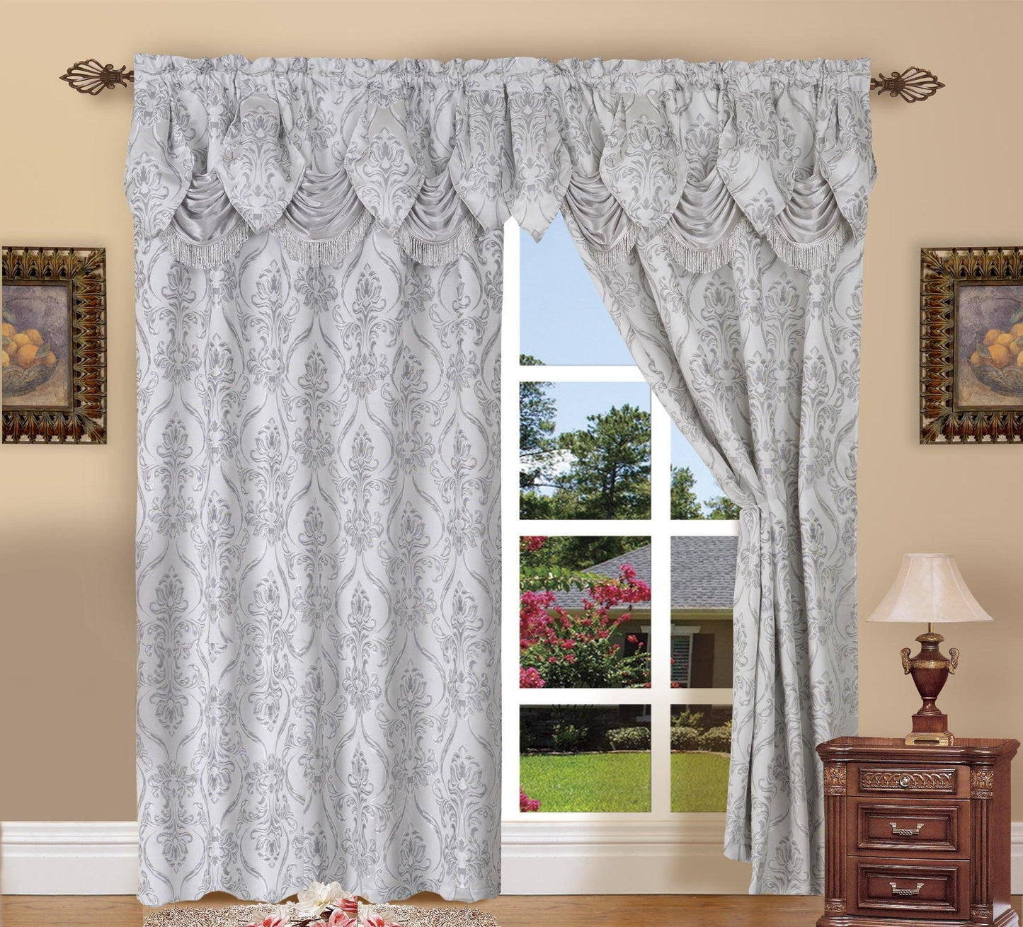 Elegant Comfort Set of 2 Penelope Jacquard Look Curtain Panels - 54" W x 84" L