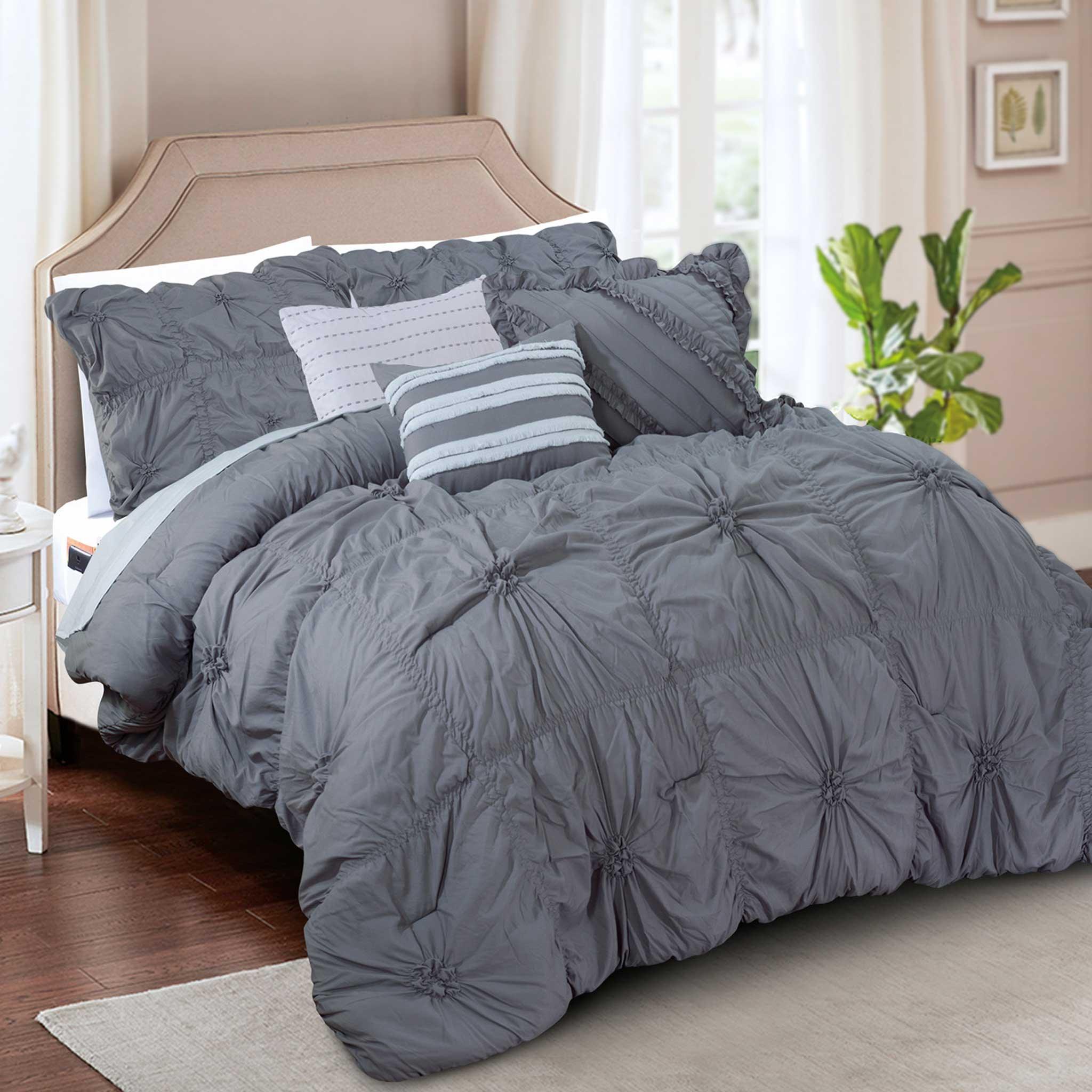 12-Piece Amy Oversized Comforter Set - Includes 6-Piece Sheet Set with Double Sided Storage Pockets