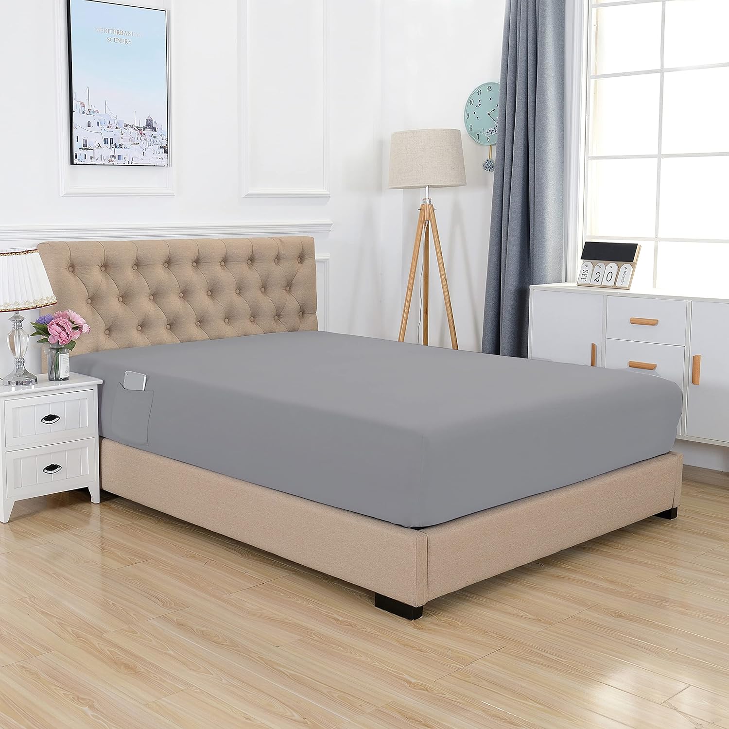 Extra Deep 18"-21" Single Fitted Sheet for High Mattress - All Around Elastic with Straps