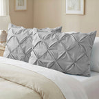 Set of 2 Pinch Pleated Pintuck Pillow Shams - Luxury and Silky Soft
