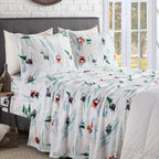 4-Piece Holiday Christmas Velvet Plush Flannel Sheet Set