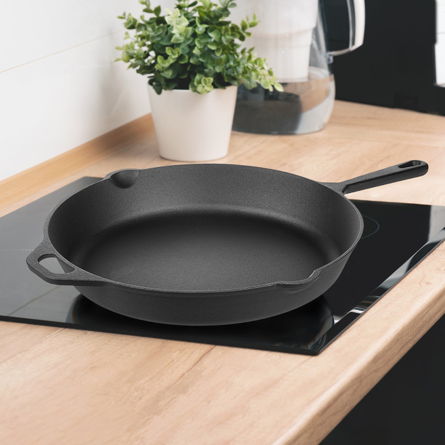 Elegant Kitchen Nonstick Pan, Premium Pre-Seasoned Cast Iron Skillet