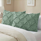 Set of 2 Pinch Pleated Pintuck Pillow Shams - Luxury and Silky Soft