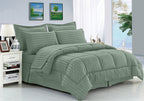 8-Piece Dobby Stripe Comforter Set - Includes 4-Piece Sheet Set with Double Sided Storage Pockets