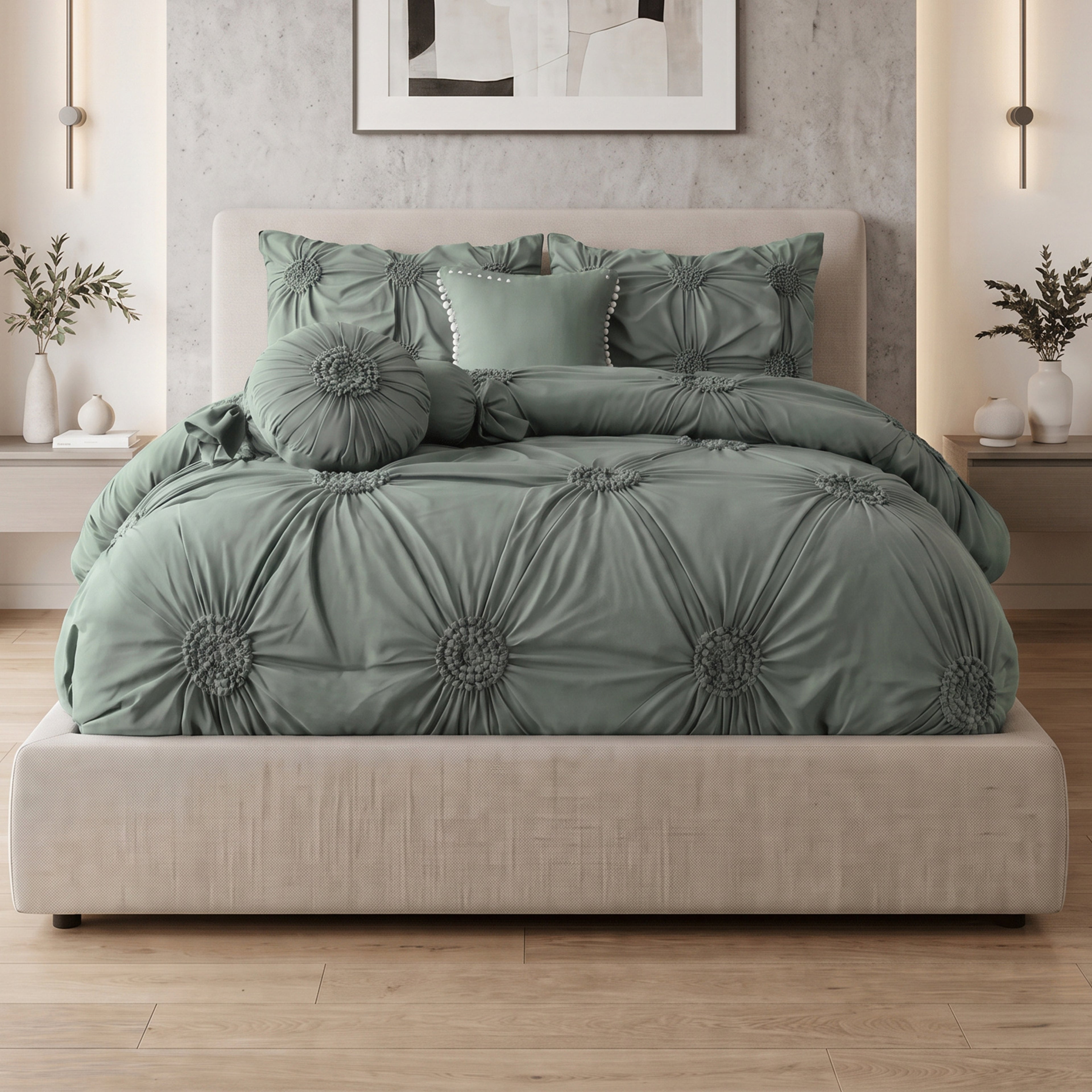 10-Piece Sunflower Comforter Set - Includes 4-Piece Sheet Set with Double Sided Storage Pockets