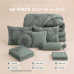 10-Piece Sunflower Comforter Set - Includes 4-Piece Sheet Set with Double Sided Storage Pockets