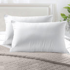 Retreat Solid Cotton Shell Hotel Pillows, Gel-Infused Filling - Set of 2