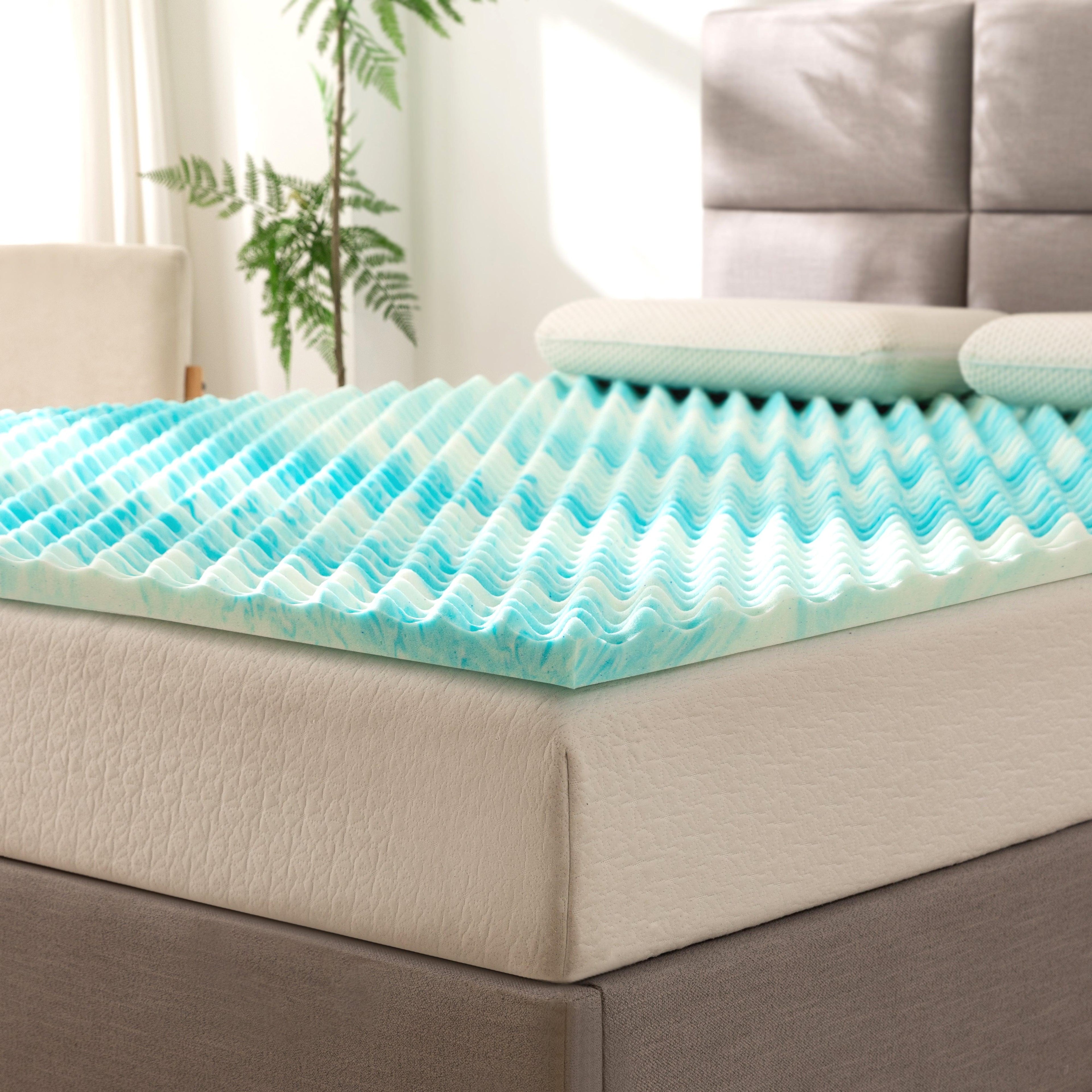 Memory Foam Cooling Gel-Infused Egg Crate Mattress Topper, CertiPUR Certified