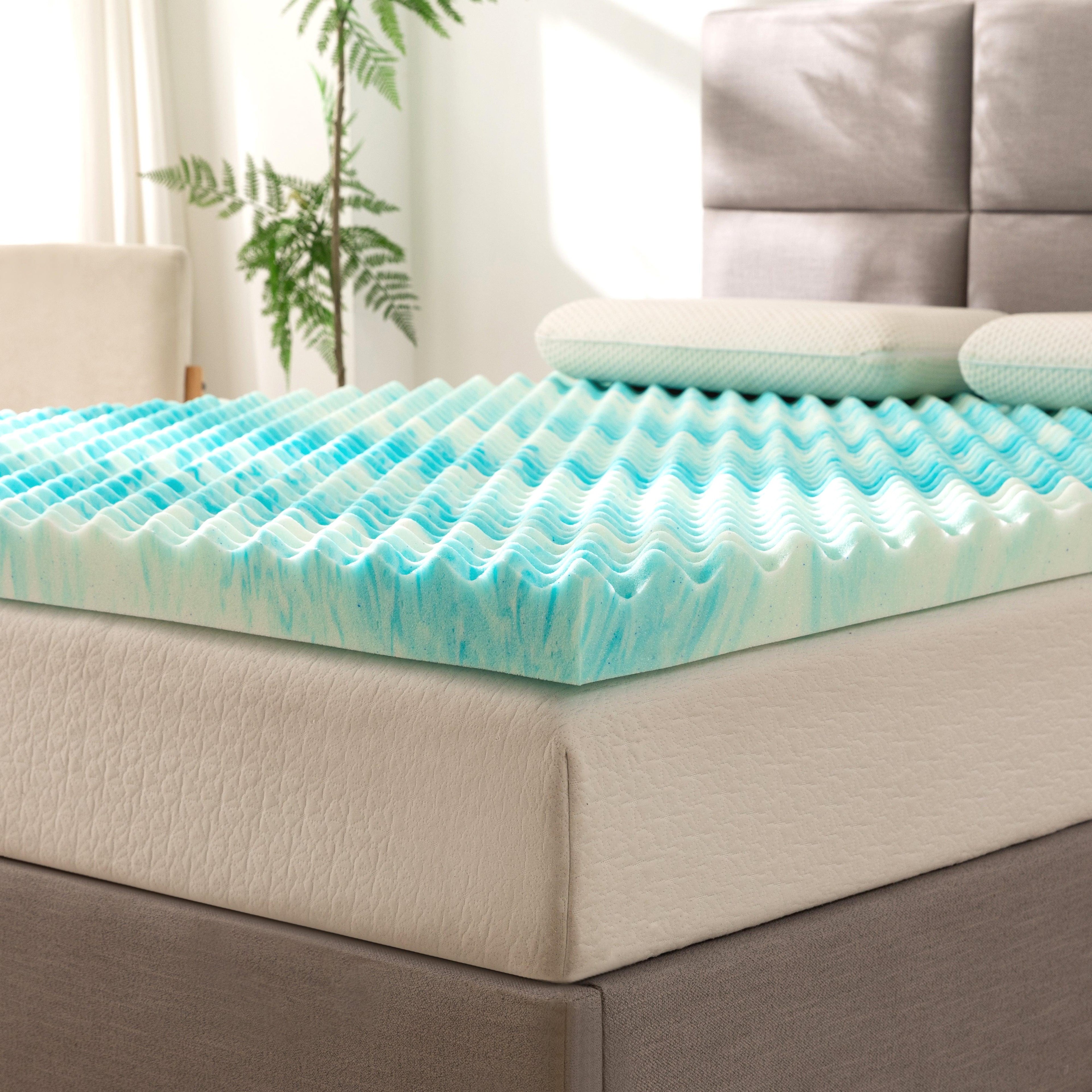 Memory Foam Cooling Gel-Infused Egg Crate Mattress Topper, CertiPUR Certified
