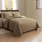 3-Piece Diamond Quilted Reversible Bedspread Coverlet Set