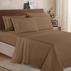 Essential 6-Piece 3-Line Embroidery Sheet Set, Soft as a Hotel Premium Quality,  Moody Shades
