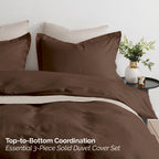 Essential 3-Piece Solid Duvet Cover Set
