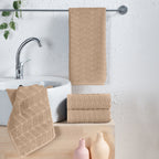4-Pack Premium Turkish Cotton Braided Hand Towel Set, 16 x 28 inch