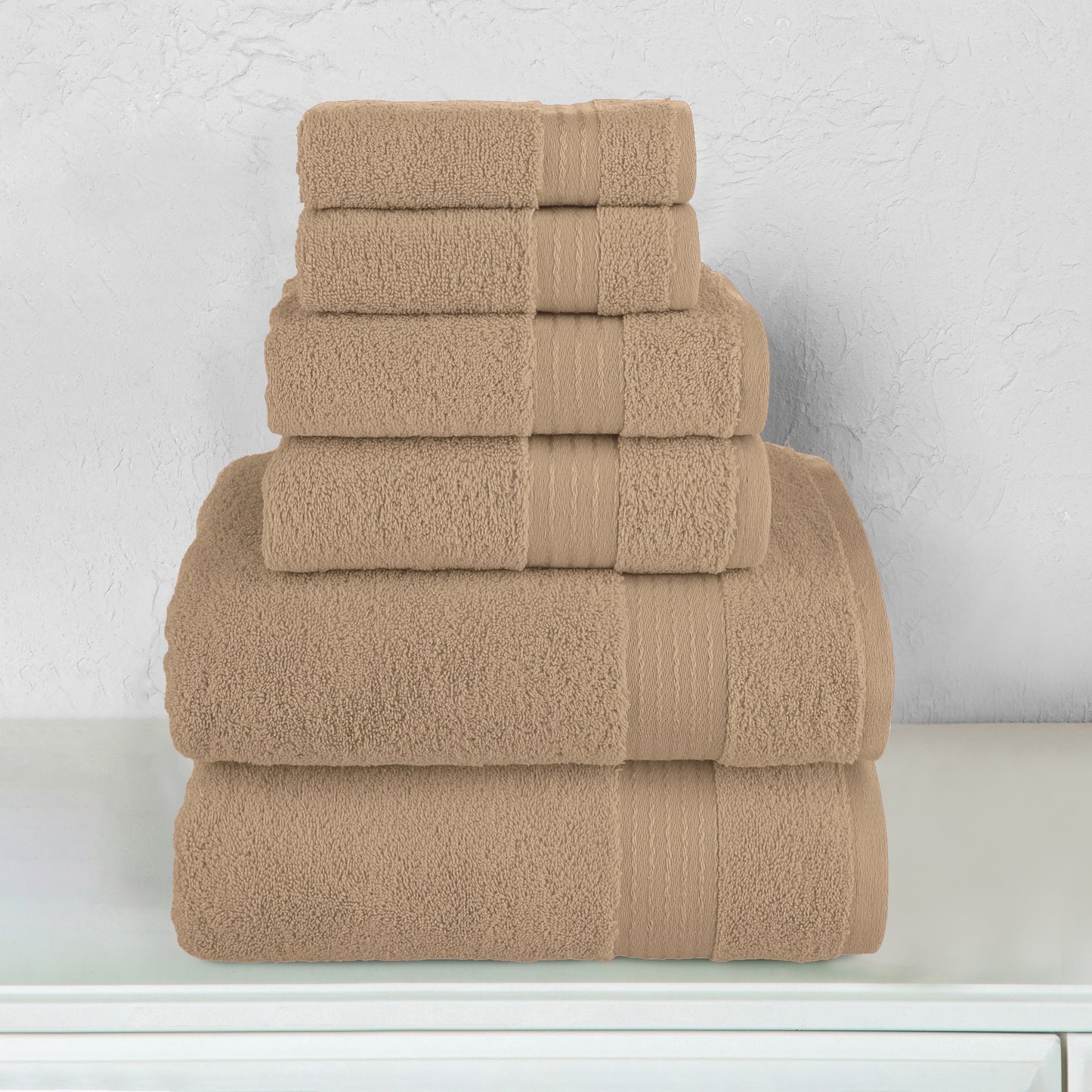 Elegant Comfort 6-Piece Turkish Cotton Towel Set, 2 Washcloths, 2 Hand Towels and 2 Bath Towels