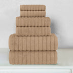 6-Piece Turkish Cotton Corduroy Towel Set, 2 Washcloths, 2 Hand Towels and 2 Bath Towels