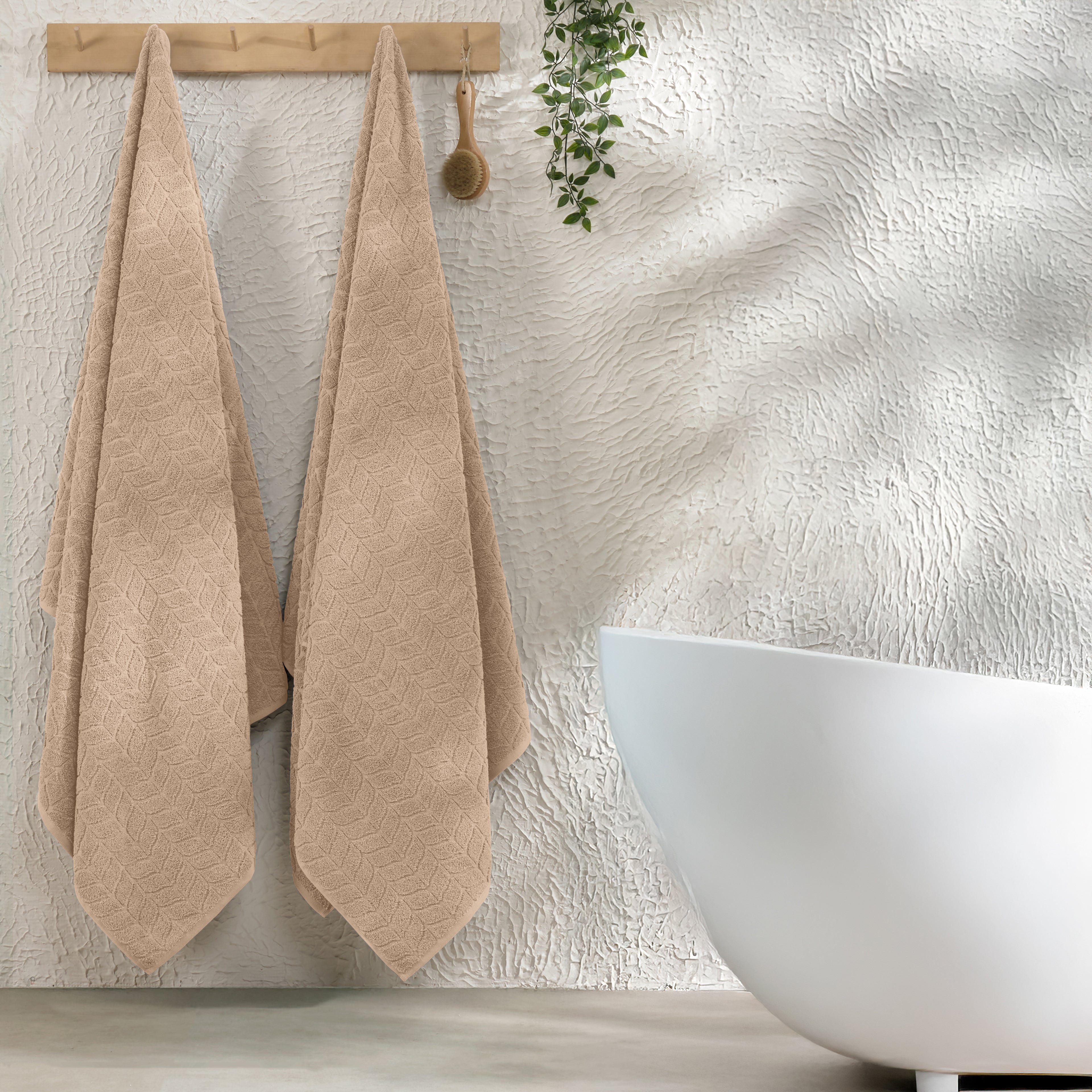 2-Pack Premium Turkish Cotton Braided Bath Towel Set, 27 x 54 inch