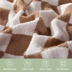 50" x 70"  Ultra Soft Checkered Knitted Throw Blanket