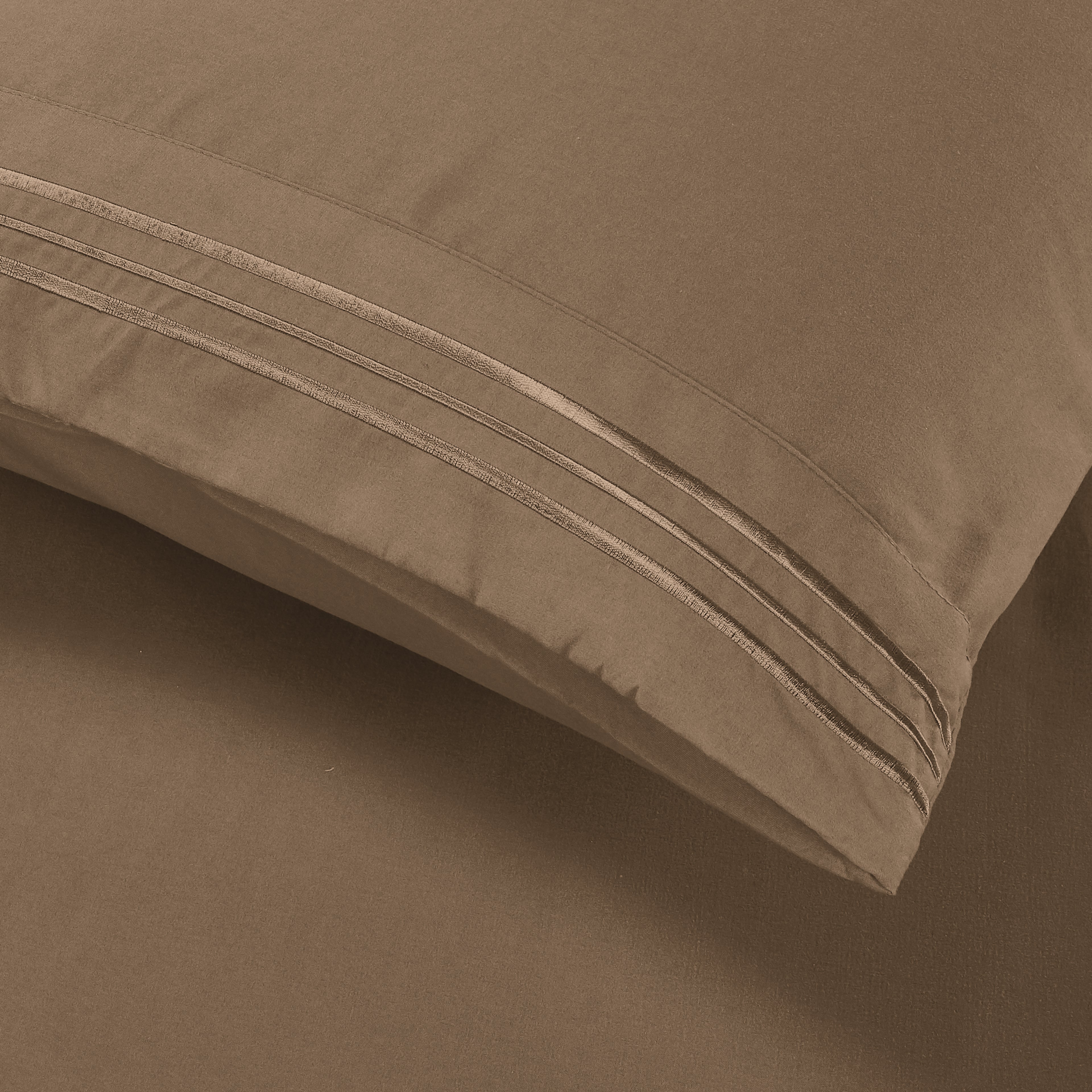 Essential 4-Piece 3-Line Embroidery Sheet Set, Soft as a Hotel Premium Quality,  Moody Shades