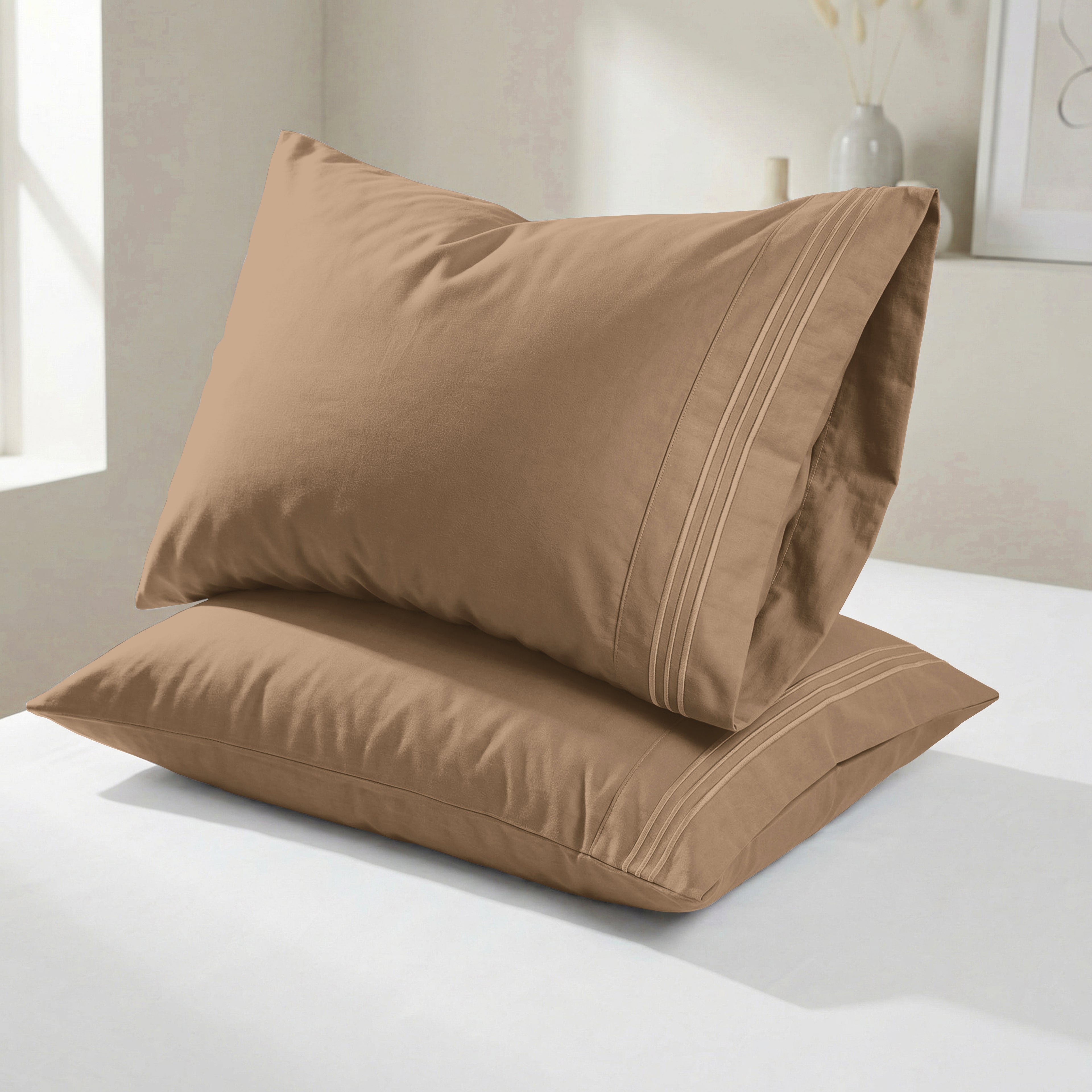 Set of 2 Pillowcases- 3 Line Embroidery