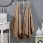 2-Pack Premium Turkish Cotton Corduroy Stripe Bath Towel Set, 27 x 54 inch