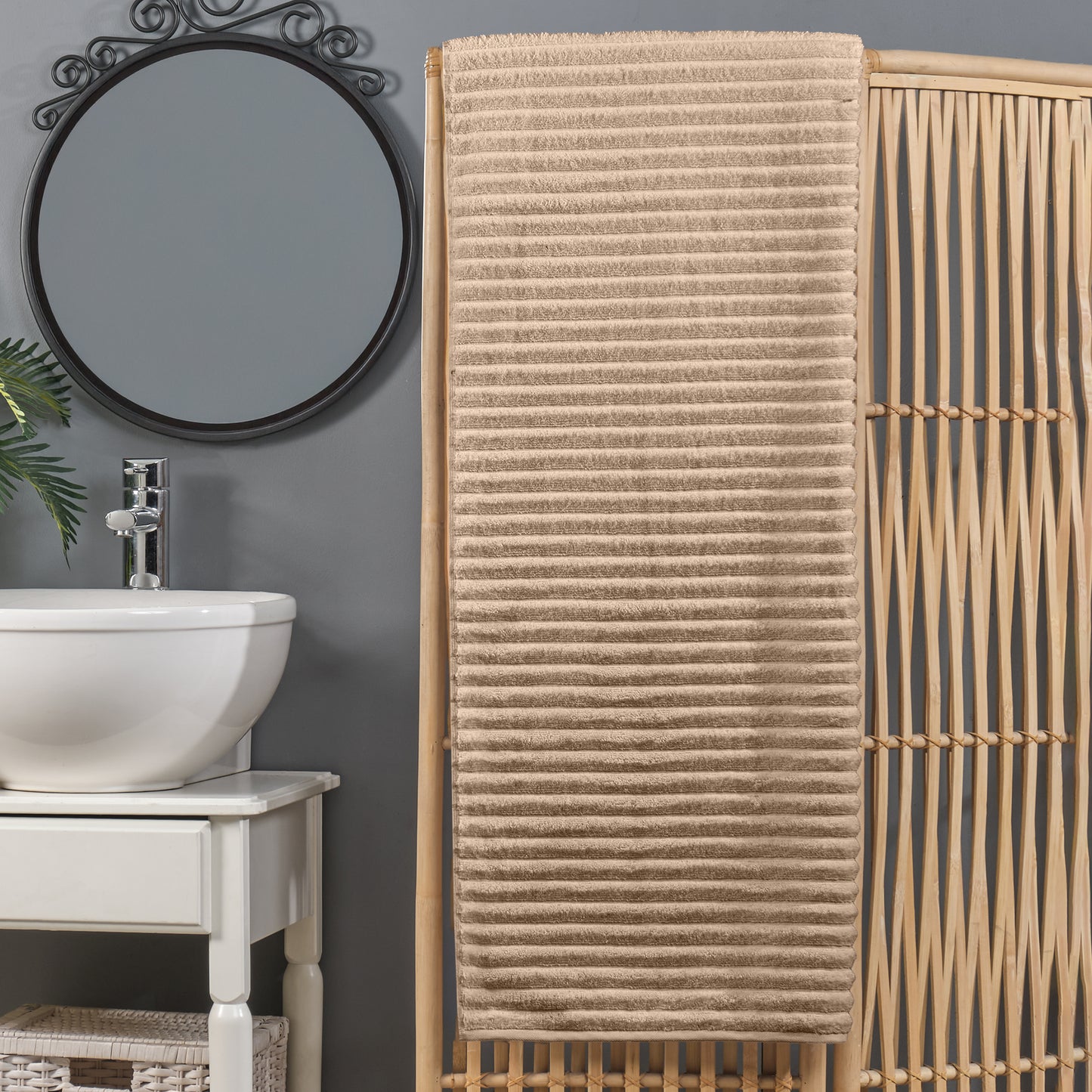 Elegant Comfort 1-Piece Premium Turkish Cotton Corduroy Stripe Oversized Bath Sheet Towel 40 x 80 Inch