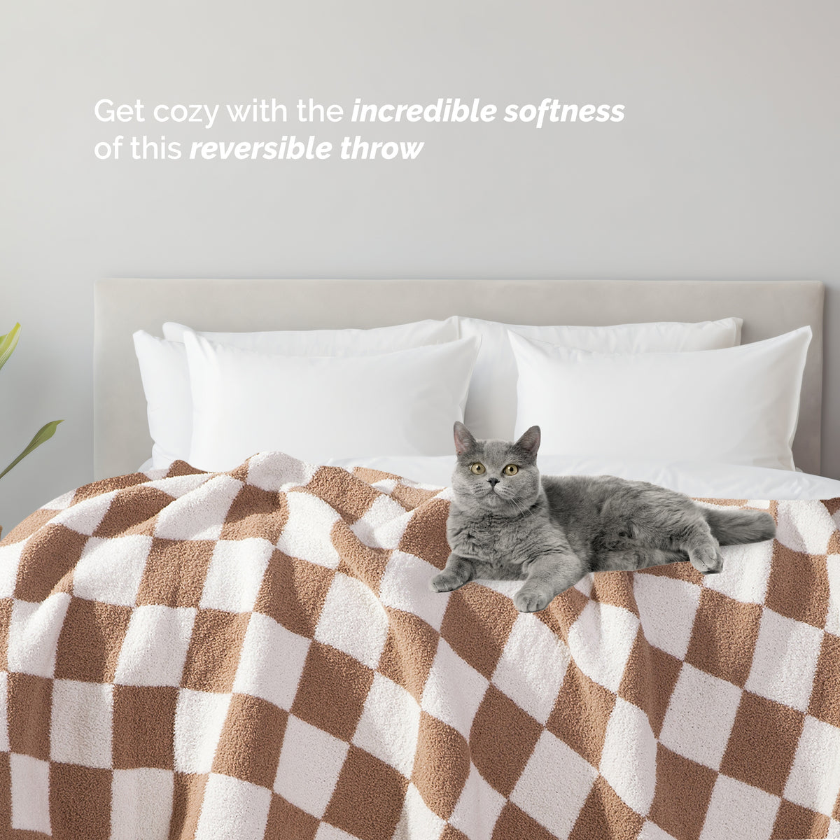 50" x 70"  Ultra Soft Checkered Knitted Throw Blanket