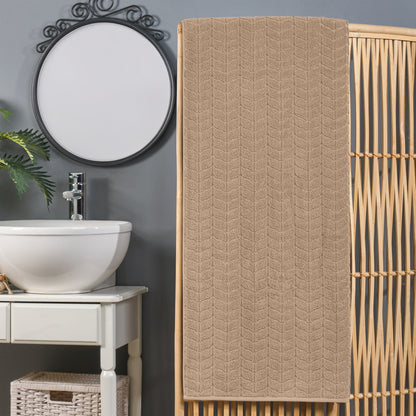 Elegant Comfort 1-Piece Premium Turkish Cotton Braided Oversized Bath Sheet Towel 40 x 80 Inch