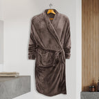 Men Shawl Collar Velvet Fleece Long Bathrobe